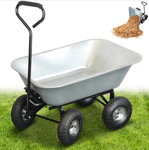 Chariot à benne basculante en métal de 500 kg avec roues de 10 pouces pour l'entreposage, le jardinage et l'utilisation sur les chantiers de construction - Product Image 6