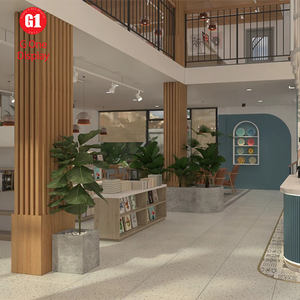 Vitrine à livres en bois multicouche personnalisée, élégante, pour magasin de papeterie, avec éclairage LED pour librairies - Product Image 6