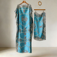 Zacht strandjurk set voor dames, 2-delig los zwempak omslagjurk en sjaal, elegante kettingprint kaftan resort kleding