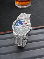 Montre RICECGO pour homme, montre décontractée de luxe, étanche, cadran en cristal saphir, cadran drapeau aigle, montre à quartz glacée