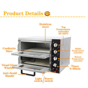 Oven Pizza listrik 2 dek, dengan Oven Pizza roti komersial Batu - Product Image 3