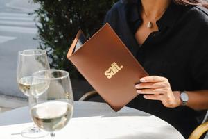 Copertina Menu Retrò Classica Personalizzata in Ecopelle, Porta Menu Pieghevole Durevole Dorato <span class=keywords><strong>per</strong></span> Ristoranti, Caffè e Bar - Product Image 3