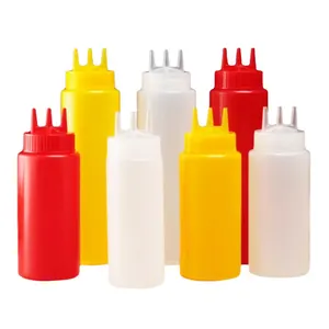 Food Grade BPA Free Refillable PET BBQ Chill Ketchup Tomato Bottle Plastic Sauce Dispense Squeeze Bottle 360ML With Nozzle