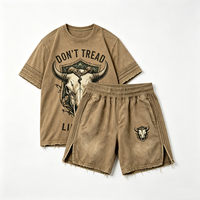 T-shirt OEM en gros, grammage lourd, délavé à l'acide, Kornit DTG, fournisseur de premier plan, style sport, vintage, streetwear, effet vieilli, effet pulvérisé, usé