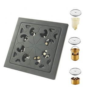 Drenaje de piso de baño de estilo <span class=keywords><strong>industrial</strong></span> Diseño rectangular de 4 pulgadas de acero inoxidable lacado negro para uso en bañera o Hotel - Product Image 1