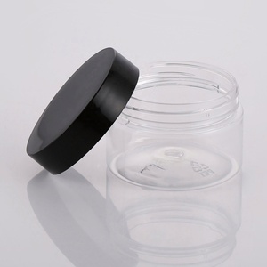 Hot Selling Cosmetic Pet Jar 150g 250g 4oz 8 Oz Clear <b>Body</b> <b>Scrub</b> Plastic Cream Jar With Black White Lid - Product Image 3