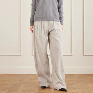 Pantalon d'été taille haute pour femme, coupe droite, en mélange soie/coton, style vintage, écologique, infroissable, grandes tailles - Product Image 1