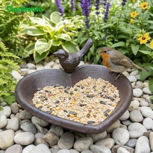 Mangiatoia per Uccelli in Ghisa a Forma di <span class=keywords><strong>Cuore</strong></span>, per Semi, Noci, Palline di Grasso e Acqua, Vasca per Uccelli da Giardino - Product Image 2