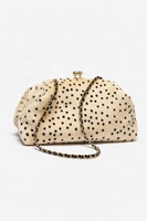 Sac à bandoulière Zeyu décontracté beige à pois, sac à main en fausse fourrure écologique avec fermoir kiss-lock et chaîne pour femme, idéal pour le quotidien et les soirées, ODM/OEM