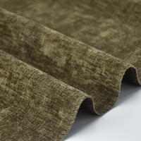 Tissu d'ameublement de luxe en velours chenille 100 % polyester, vert olive doux, tricoté, léger, transparent, anti-boulochage, pour canapé