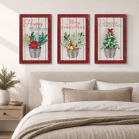 Ensemble d'art mural rustique imprimé Noël, cadre en MDF, pour salon, décoration de maison de vacances – Choix Premium