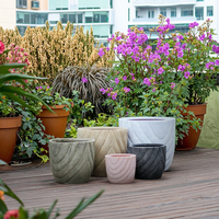 Pots à fleurs en fibre de verre multicolores les plus vendus, pots de plantation pour jardin extérieur, écologiques, légers, durables, avec trou de drainage