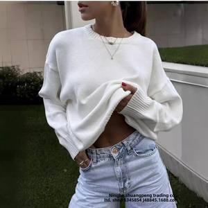 Vente chaude de la russie femmes <span class=keywords><strong>Vintage</strong></span> cou <span class=keywords><strong>pull</strong></span> 2025 nouveau Style européen américain doux tricoté haut de base pour l'hiver - Product Image 5