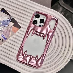 Thiết kế mới Electroplated Hollow <span class=keywords><strong>Tiger</strong></span> răng trường hợp điện thoại cho <span class=keywords><strong>Iphone</strong></span> 17 16 15 14 Pro chống sốc điện thoại bìa cho Samsung S24/S25 - Product Image 6