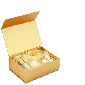 Sang trọng từ hộp giấy vàng Bộ Quà Tặng sản phẩm thời trang nước hoa hộp có thể gập lại gói