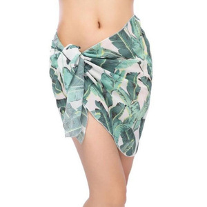 Sarong court en mousseline de soie pour femme, imprimé palmiers tropicaux, paréo de plage, couverture de maillot de bain - Product Image 4