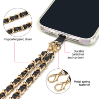 Courroie de téléphone en cuir à bandoulière réglable mignonne pour femmes accessoires de boîtier de chaîne de sac en Nylon avec chaîne en métal ciblée pour les filles