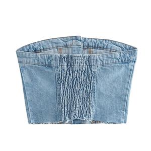 Haut en <span class=keywords><strong>jean</strong></span> Sexy sans manches avec <span class=keywords><strong>Corset</strong></span> et boutons pour femme - Product Image 2