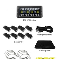 Système de surveillance de pression des pneus numérique sans fil antivol pour 8 roues, avec moniteur solaire pour camping-car et remorque, détection de fuite d'air en temps réel et écran LCD