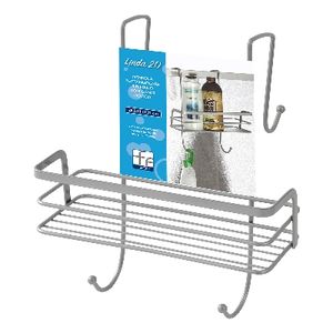 Estante Rectangular de 1 Nivel con Gancho para Ducha, Cromado Satinado, 25.5 cm de Largo, Almacenamiento para Baño - Product Image 1
