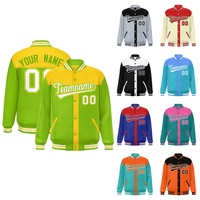 Blouson universitaire en toile d'hiver entièrement boutonné, color-block, personnalisable avec nom, numéro et logo brodés, grandes tailles, vente en gros