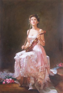 Dipinti a Olio su Tela Opaca con Design Classico, Arte Murale Realistica Fatta a Mano, Ritratto di Donna Elegante, Dimensioni Personalizzabili - Product Image 4