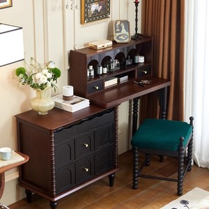 French Style Solid Wood Dressing Table With Storage Drawers Bedroom Vanity Desk - Product Image 1