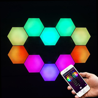Lot de 6 lampes murales de luxe rvb à capteur tactile pour maison moderne, panneaux géométriques en nid d'abeille, lampe murale hexagonale à LED