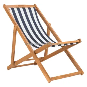 Adjustable Height Outdoor Furniture Portable Foldable Sunshine Sun Lounger Chair Bamboo Wood Beach Long Chair Outdoor Camping