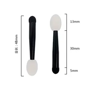 Wholesale Black Double Ended Eye Shadow Brush With Sponge Head Silicone Eyeshadow Applicators