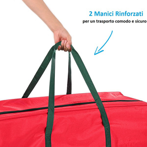 Set di Borsa Portaoggetti e Scatola per Decorazioni Natalizie Rossa Impermeabile con Cerniera e Manici per Proteggere le Decorazioni Festive - Product Image 5