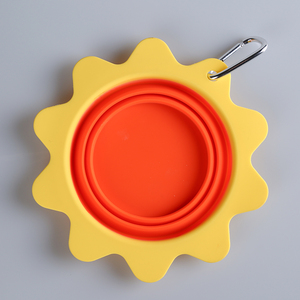 <b>Sun</b> Shape Collapsible Pet Bowl Silicone Feeder With Carabiner Heat Resistant - Product Image 4