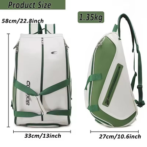Sac <span class=keywords><strong>de</strong></span> raquette <span class=keywords><strong>de</strong></span> pickleball personnalisé 50-70L, sac à dos portable en cuir PU avec compartiment pour chaussures, pour hommes et femmes, pour le sport - Product Image 3