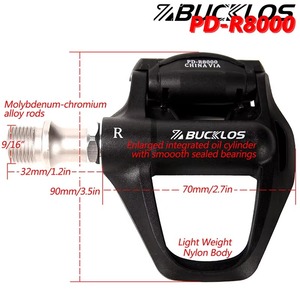 <span class=keywords><strong>Pedales</strong></span> de Bicicleta BUCKLOS OEM/ODM para Bicicleta de Carretera, <span class=keywords><strong>Pedales</strong></span> Autoblocantes Ultraligeros de Nailon, Plataforma Antideslizante con Calas - Product Image 6