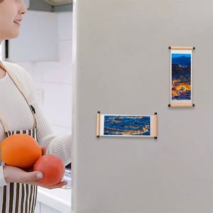 Imán de Refrigerador Rectangular Personalizado, Mini Pintura en Rollo, Imán Delgado de Madera para Decoración - Product Image 6