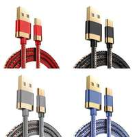 Kabel USB pengisian daya cepat, 3A Tipe C untuk berbagai ponsel jaket nilon bahan tembaga murni untuk pengisian Data transmisi
