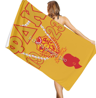 Serviette de plage personnalisable pour les sœurs de Gamma Phi Delta, avec logo en perles, idéale pour les vacances d'été à la plage
