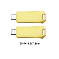 Flashdisk USB Type C Logam Persegi Panjang OTG Pendrive Logo Kustom Lubang Tali Gantungan USB C Memory Stick untuk Smartphone