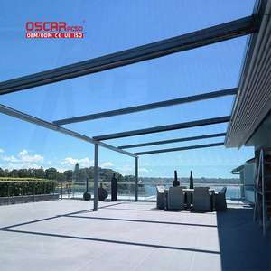 Pergola rétractable en aluminium moderne et élégante avec éclairage <span class=keywords><strong>LED</strong></span> pour jardin, terrasse, fête ou rassemblement en plein air - Product Image 1