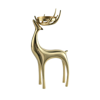 Élégants porte-bougies en laiton poli en forme de cerf, supports de bougies chauffe-plat en métal stylés pour la décoration de table à la maison, pour mariages et fêtes de Noël