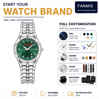Montre personnalisée avec logo, style Alien, cadran soleil rouge, boîtier en alliage, bracelet à maillons sculptés intégrés, montres modernes pour femmes
