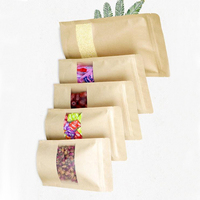 Sachets Kraft Doypack refermables avec fenêtre, réutilisables, pour emballage alimentaire en papier Kraft, sacs d'emballage thermoscellables