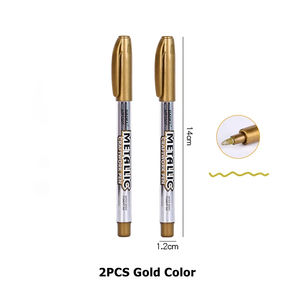 Металлический маркер ручка водонепроницаемый Перманентный акриловый золотой серебряный цвет ручка обратно в школу принадлежности маркер для рисования - Product Image 5