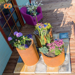 Maceta de Acero Corten Personalizada, Forma Cuadrada, Resistente a la Corrosión, Diseño Minimalista, Corte Láser, para Jardín - Product Image 2