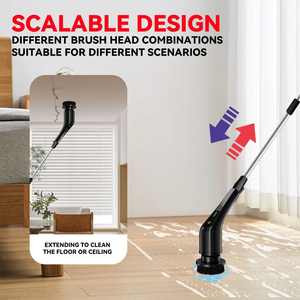 Long manche réglable et <span class=keywords><strong>7</strong></span> têtes de brosse remplaçables, 2 brosses de nettoyage à vitesse rotative pour épurateur de douche électrique - Product Image 4