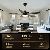 Ventilateur décoratif d'intérieur 56 pouces avec télécommande, alimentation électrique, pales en ABS, ventilateur de plafond avec kit d'éclairage LED intégré