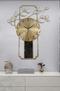 Mặt đồng hồ bằng đá cẩm thạch đen trang trí ba chiều sáng tạo vỏ trang trí tường đồng hồ im lặng mạ kim loại - Product Image 3