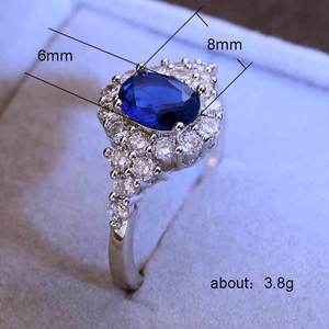 Anello di Fidanzamento di Lusso con Gemma Blu per Donne, Elegante Gioiello da Dito alla Moda - Product Image 5