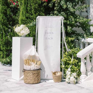 Bannières de bienvenue de mariage d'affaires d'impression de tissu personnalisé rubans de soie arc fête Festival toile de fond Logo suspendu Photo <span class=keywords><strong>signalisation</strong></span> - Product Image 4