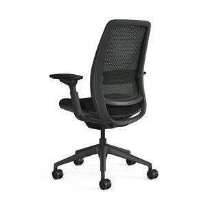 Chaise de bureau ergonomique pivotante de luxe en mousse moulée haute densité, avec dossier en maille marron, accoudoirs réglables 320 mm - Product Image 2